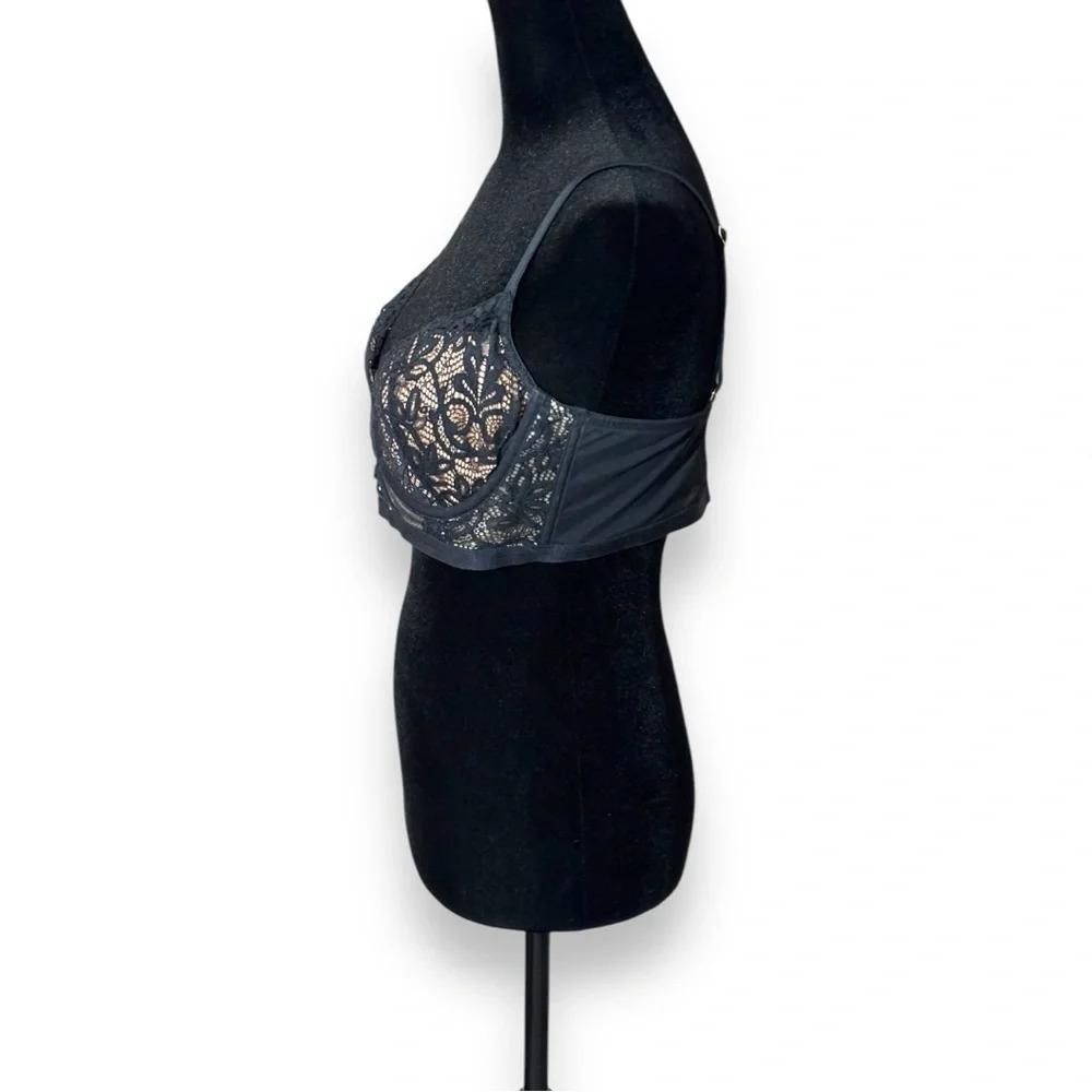 Adore Me NWOT Diara Contour Sexy Lace Black and Nude Underwire 36D Balconette - Picture 12 of 15